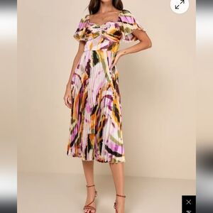Lulu's Colorful Pleated Midi Dress